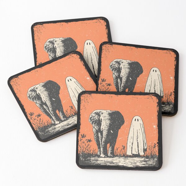 Item preview, Elephant Walking Beside Little Halloween Ghost designed and sold by grenithh.