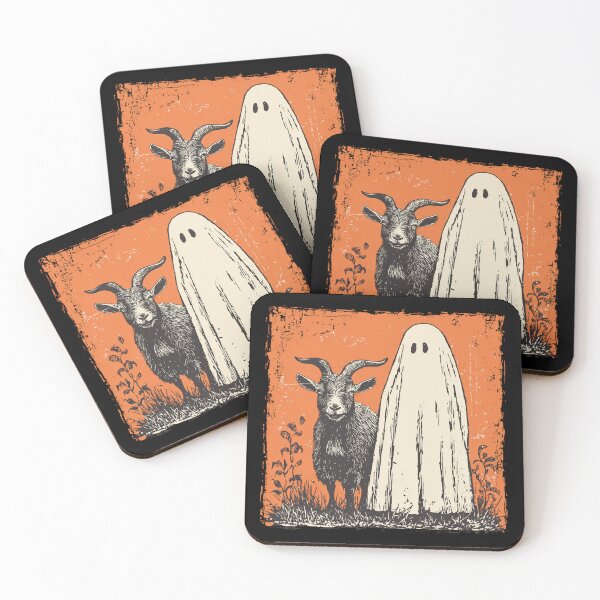 Item preview, Horned Goat Standing With Halloween Ghost designed and sold by grenithh.