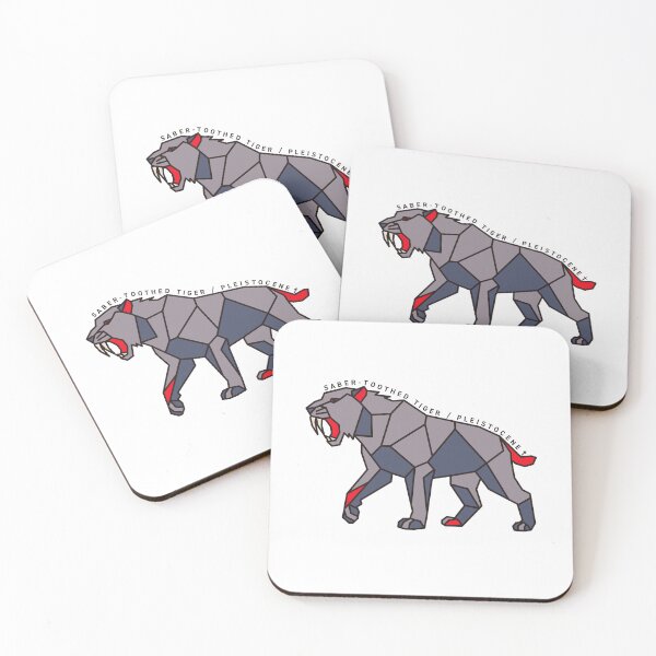 Item preview, Geometric Saber-Toothed Tiger - Red Accent designed and sold by AnimalsKnowAll.