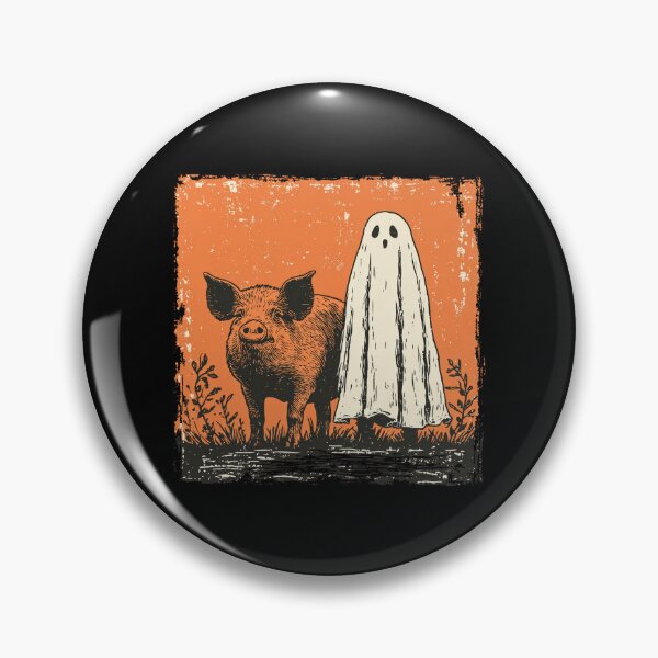 Item preview, Farm Pig Beside Surprised Halloween Ghost designed and sold by grenithh.