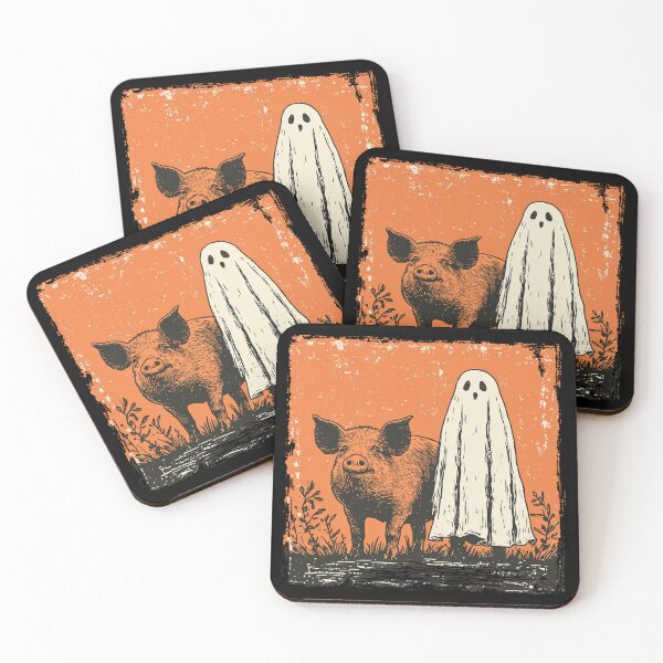 Item preview, Farm Pig Beside Surprised Halloween Ghost designed and sold by grenithh.