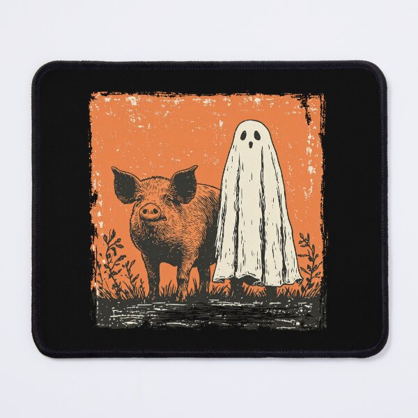 Item preview, Farm Pig Beside Surprised Halloween Ghost designed and sold by grenithh.