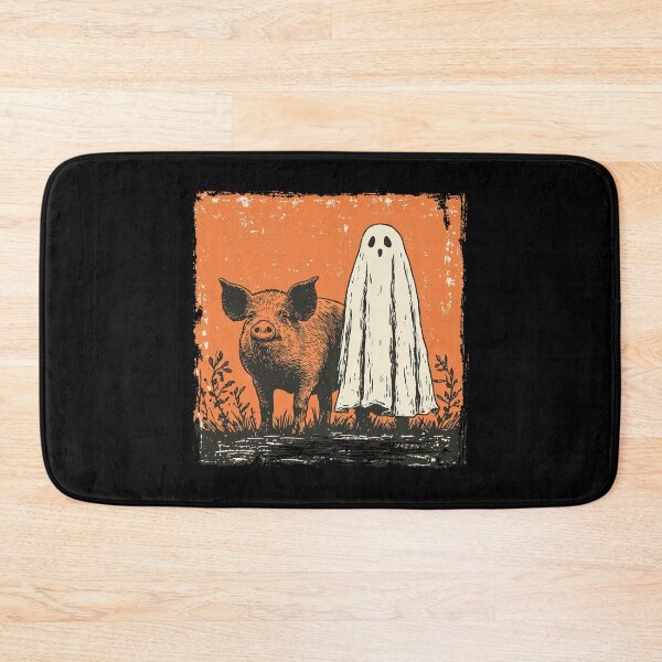 Item preview, Farm Pig Beside Surprised Halloween Ghost designed and sold by grenithh.