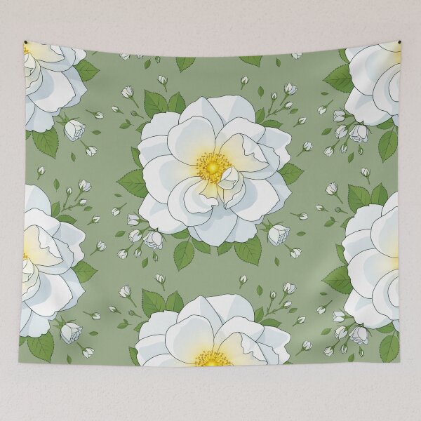 Item preview, Glowing White Rose Botanical Illustration with Sunlit Center designed and sold by StoryVibes.