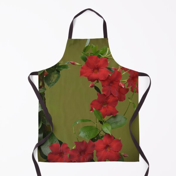 Item preview, Crimson Mandevilla Flowers on Green Background designed and sold by TsvietkovaArt.