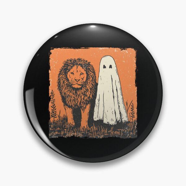 Item preview, Orange Lion Beside Tall Halloween Ghost designed and sold by grenithh.