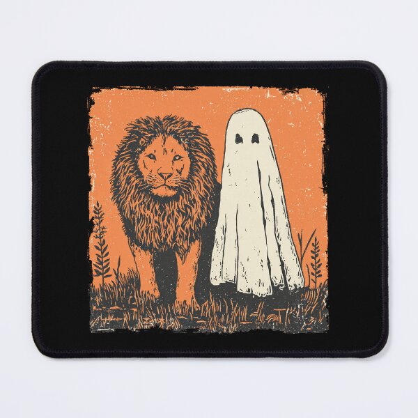 Item preview, Orange Lion Beside Tall Halloween Ghost designed and sold by grenithh.