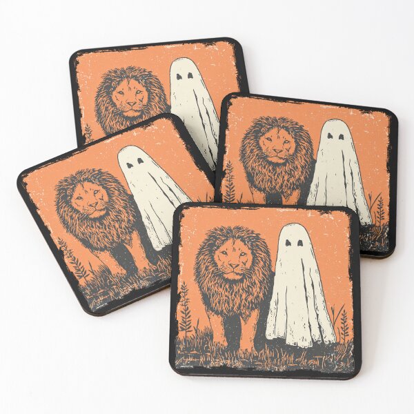 Item preview, Orange Lion Beside Tall Halloween Ghost designed and sold by grenithh.