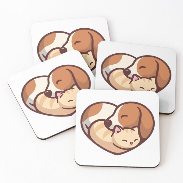 Item preview, Cute Sleeping Cat and Dog Heart | Cozy Pet Love Illustration designed and sold by VividMorphk.