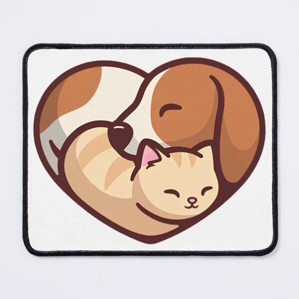 Item preview, Cute Sleeping Cat and Dog Heart | Cozy Pet Love Illustration designed and sold by VividMorphk.