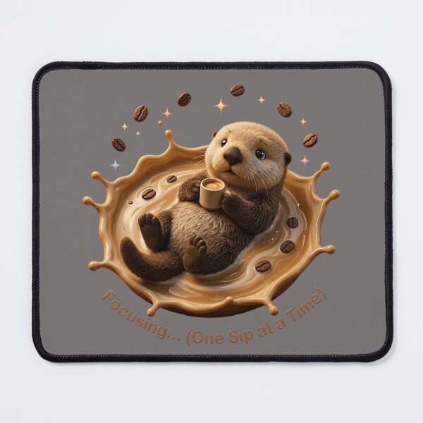 Item preview, Cute Otter Floating in Coffee Focusing One Sip at a Time designed and sold by Andreza NativeHue Oficial.