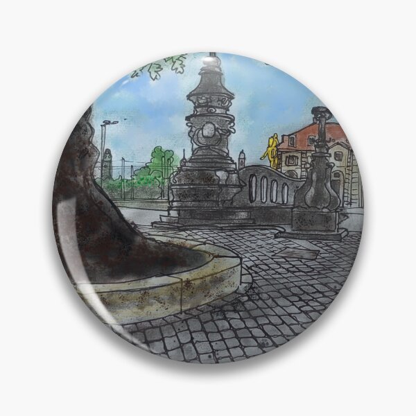 Item preview, Main Street with Golden Rider – Dresden Urban Sketch with lettering designed and sold by UMA Urban Sketch.