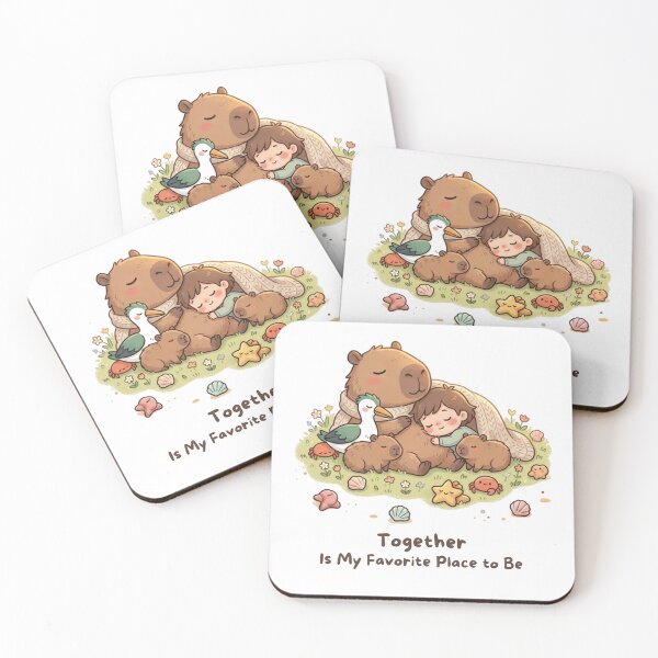 Item preview, Together Is My Favorite Place to Be – Cute Capybara & Child Friendship Illustration designed and sold by BCapybara.