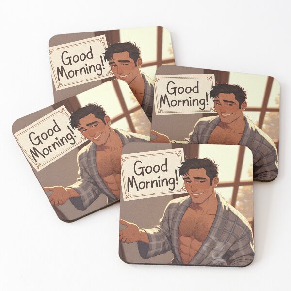 Item preview, Good Morning Muscular Daddy in Bathrobe designed and sold by ZhivanCrimson.
