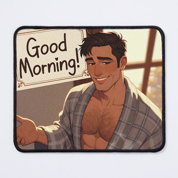 Item preview, Good Morning Muscular Daddy in Bathrobe designed and sold by ZhivanCrimson.