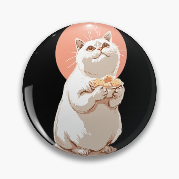Item preview, Cute Chubby Cat Holding Bread Rolls designed and sold by Moody Vibes Studio.