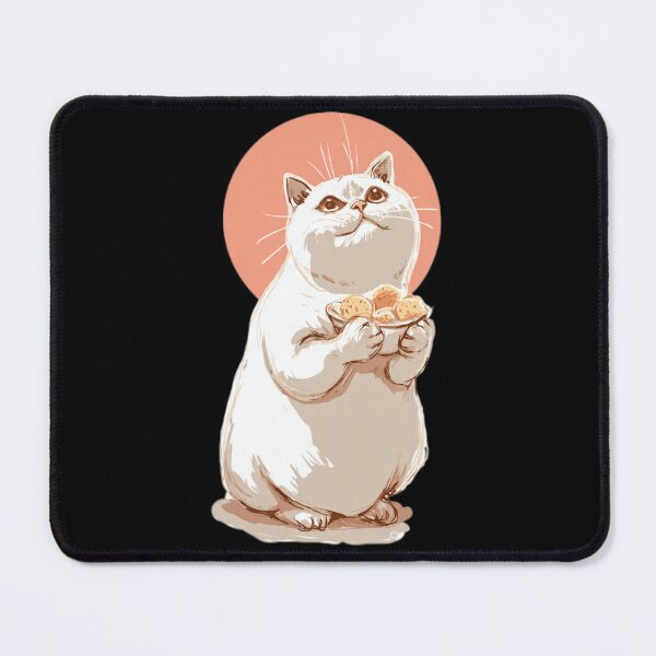 Item preview, Cute Chubby Cat Holding Bread Rolls designed and sold by Luna's World - Moody Vibes Studio.