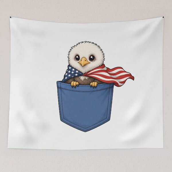 Item preview, Cute Pocket Eagle with American Cape designed and sold by puredevn.