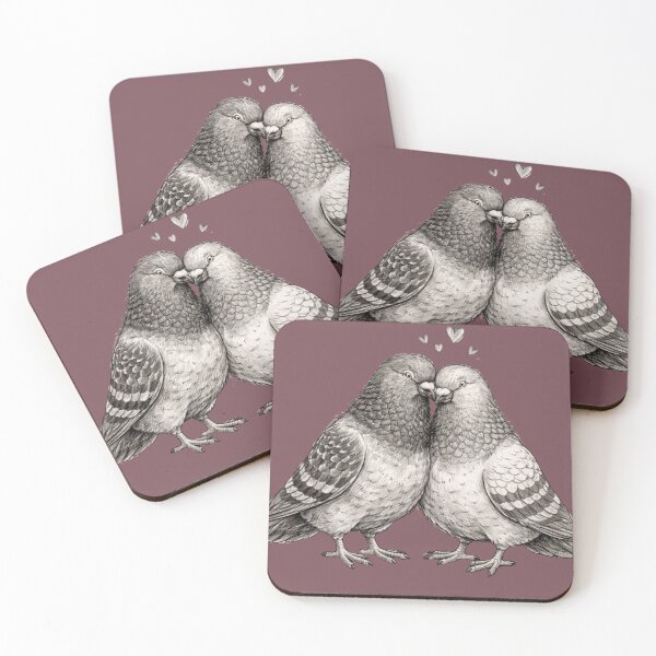 Item preview, Romantic Pigeon Couple Charcoal Sketch designed and sold by azule1.