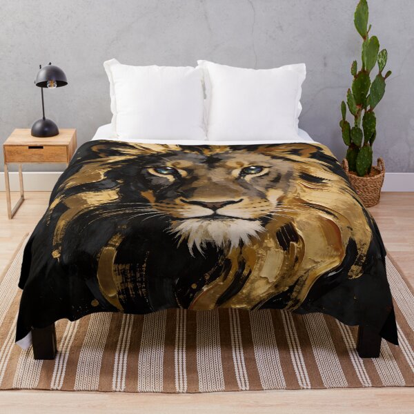 Item preview, The Gilded Lion — Blue-Eyed Gold Portrait designed and sold by IsabellaBorduasArt.