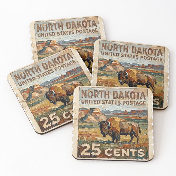 Item preview, North Dakota US Postage Stamp Palette Knife Painting State Art designed and sold by GymTanLaundry.