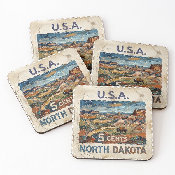 Item preview, North Dakota US Postage Stamp Palette Knife Painting State Art designed and sold by GymTanLaundry.