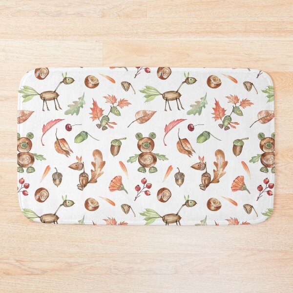 Item preview, Cute Autumn Animals Pattern on White designed and sold by Flowersforbear.