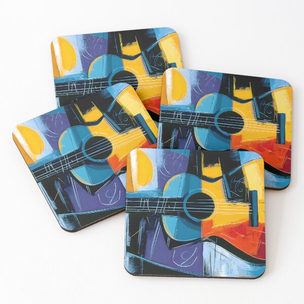 Item preview, Cubist Acoustic Guitar - Bold Geometric Forms in a Vibrant Celebration of Music designed and sold by OlfactoART Studio.