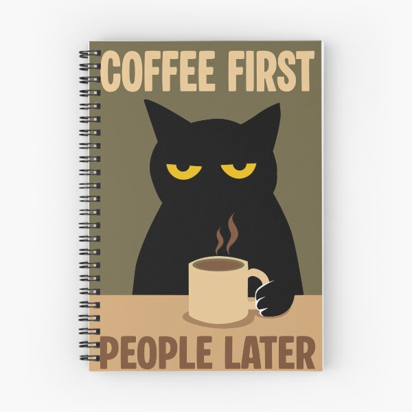 Item preview, Coffee First People Later Grumpy Black Cat Retro Coffee designed and sold by PurrfectHome.