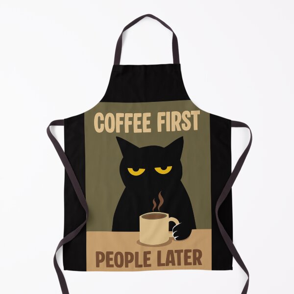 Item preview, Coffee First People Later Grumpy Black Cat Retro Coffee designed and sold by PurrfectHome.