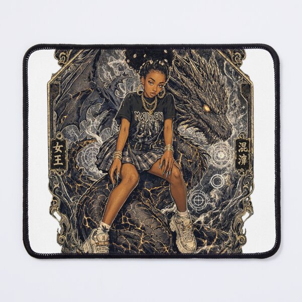 Item preview, Cuban Queen & delicate Dragon Tee - Dark Fantasy Ink-Wash Streetwear designed and sold by Ramases-Merch.