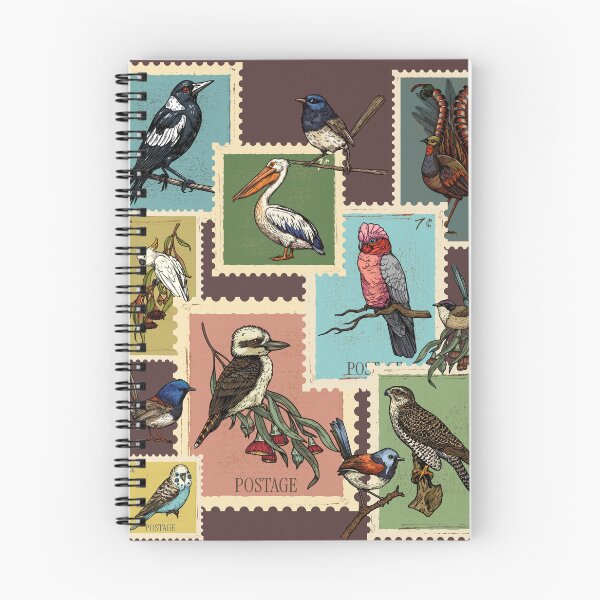 Item preview, Australian birds vintage stamps designed and sold by InkRiot Studios.