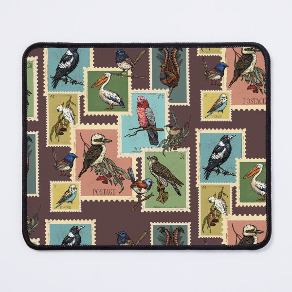 Item preview, Australian birds vintage stamps designed and sold by InkRiot Studios.