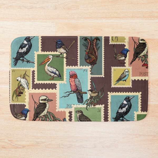 Item preview, Australian birds vintage stamps designed and sold by InkRiot Studios.