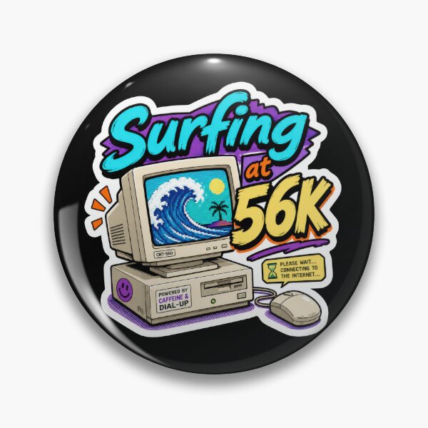 Item preview, Surfing at 56K Retro Internet Sticker designed and sold by Sketchlegacy.