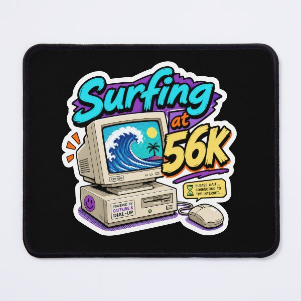 Item preview, Surfing at 56K Retro Internet Sticker designed and sold by Sketchlegacy.