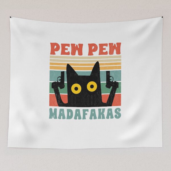 Item preview, Cat Pew Pew Madafakas Retro Vintage Gift designed and sold by PurrfectHome.