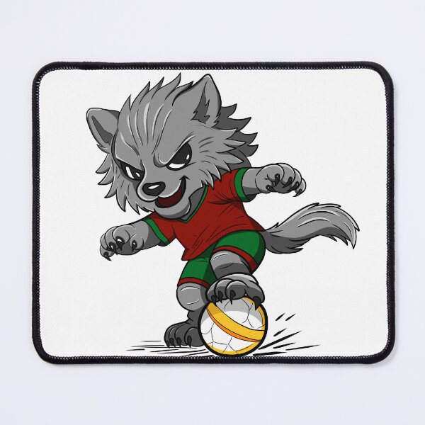 Item preview, Cute Wolf Playing Football Cartoon designed and sold by Phyllya Design.