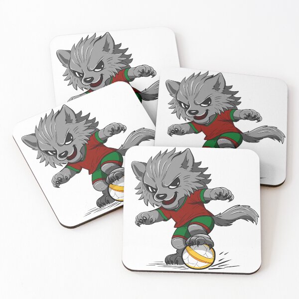 Item preview, Cute Wolf Playing Football Cartoon designed and sold by Phyllya Design.