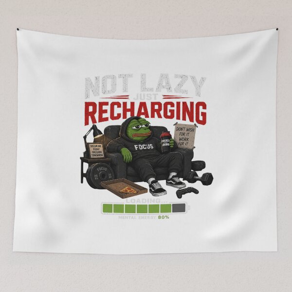 Item preview, Not Lazy Just Recharging Pepe Frog Gamer Gym Meme designed and sold by Digistore1221.