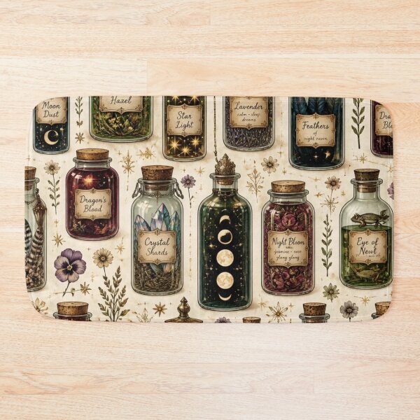 Item preview, Witch Apothecary Jars Potion Bottles Seamless Witchy Mystical Pattern designed and sold by StickyGuys.