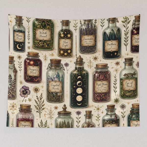 Item preview, Witch Apothecary Jars Potion Bottles Seamless Witchy Mystical Pattern designed and sold by StickyGuys.