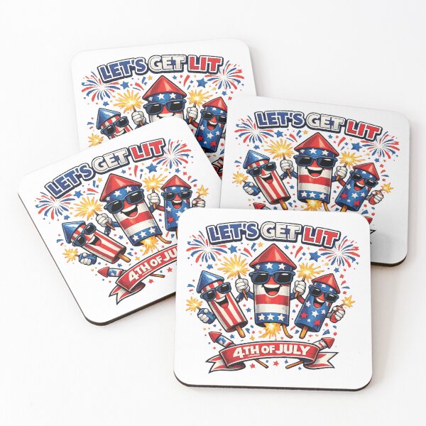 Item preview, Let's Get Lit Funny 4th of July Fireworks Patriotic Shirt Design designed and sold by mansourhamid.