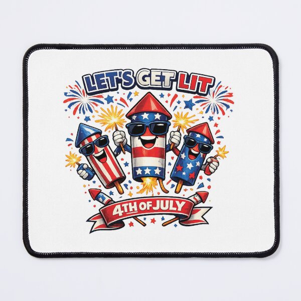 Item preview, Let's Get Lit Funny 4th of July Fireworks Patriotic Shirt Design designed and sold by mansourhamid.