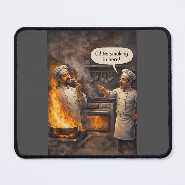 Item preview, No Smoking Funny Chef Kitchen Fire designed and sold by Hornace88studio.