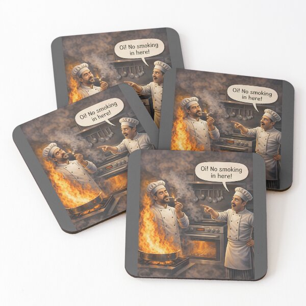 Item preview, No Smoking Funny Chef Kitchen Fire designed and sold by Hornace88studio.
