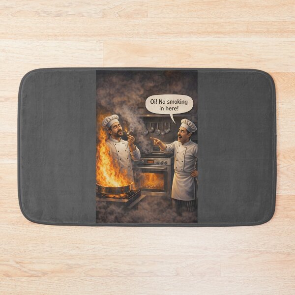 Item preview, No Smoking Funny Chef Kitchen Fire designed and sold by Hornace88studio.