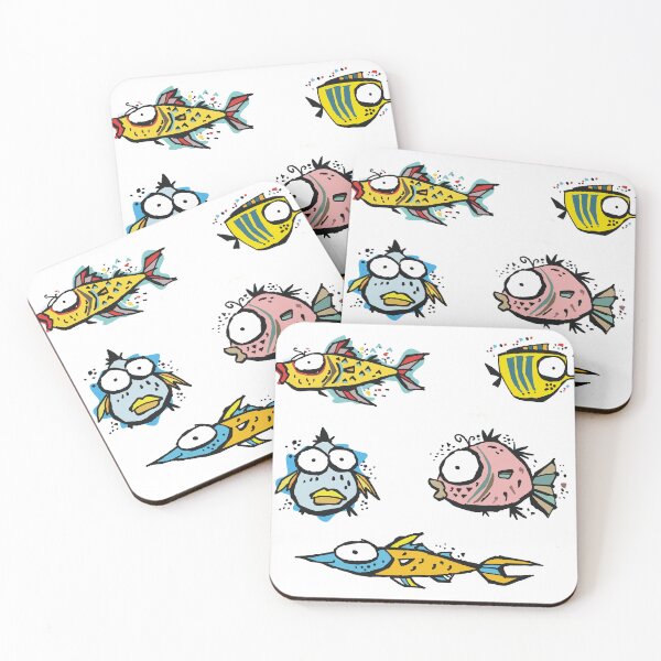 Item preview, Quirky stylised Cartoon Sea Fish Stickers designed and sold by Al Benge - NZ & Australian Art.