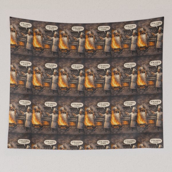 Item preview, No Smoking Funny Chef Kitchen Fire designed and sold by Hornace88studio.