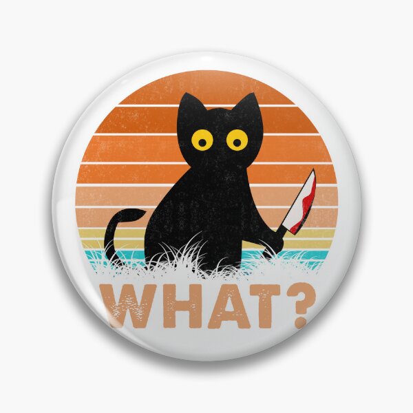 Item preview, Cat What? Murderous Black Cat With Knife Retro Vintage Gift designed and sold by PurrfectHome.